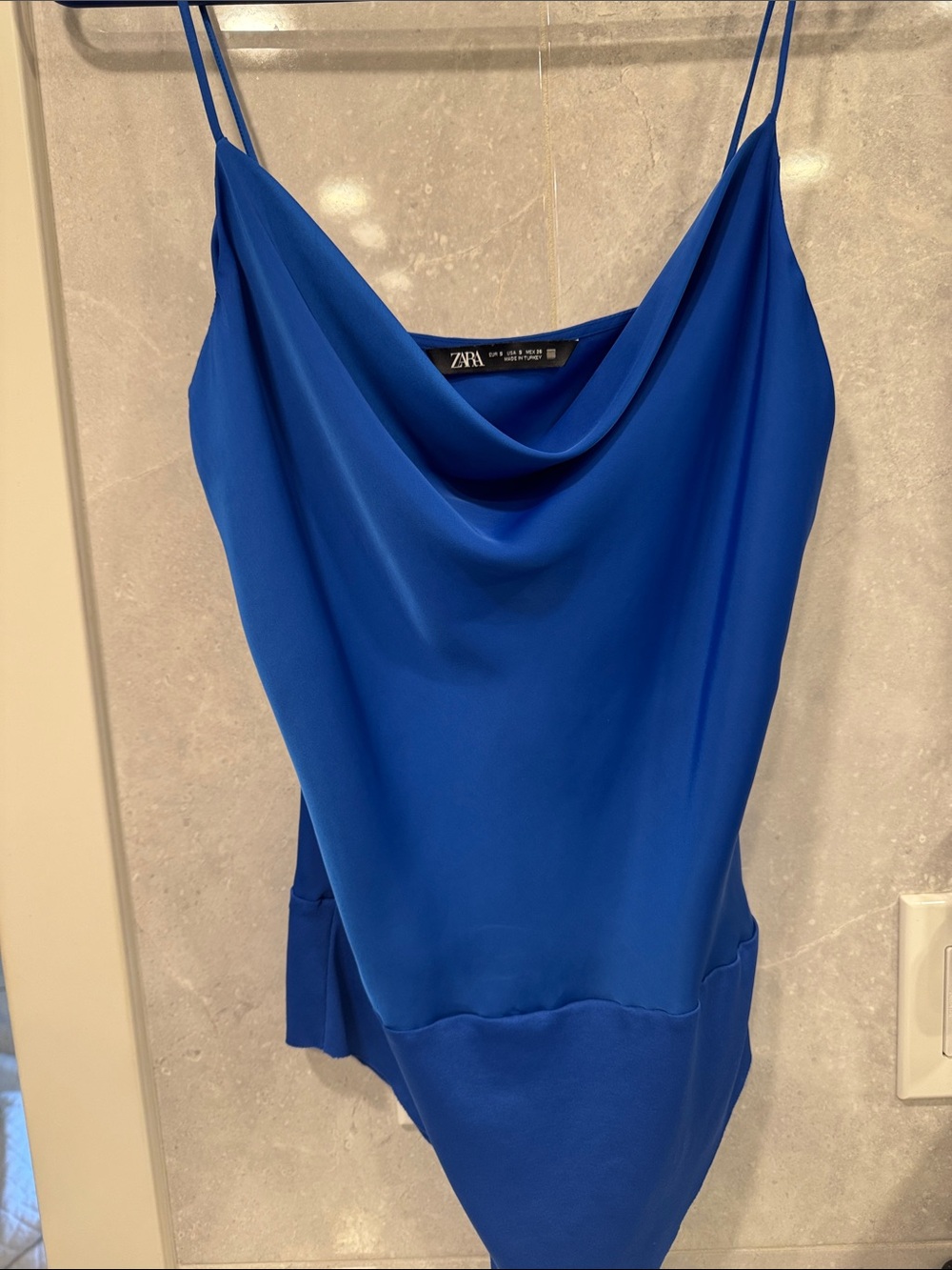 Zara Cowl Neck Spaghetti Strap Tank in Royal Blue